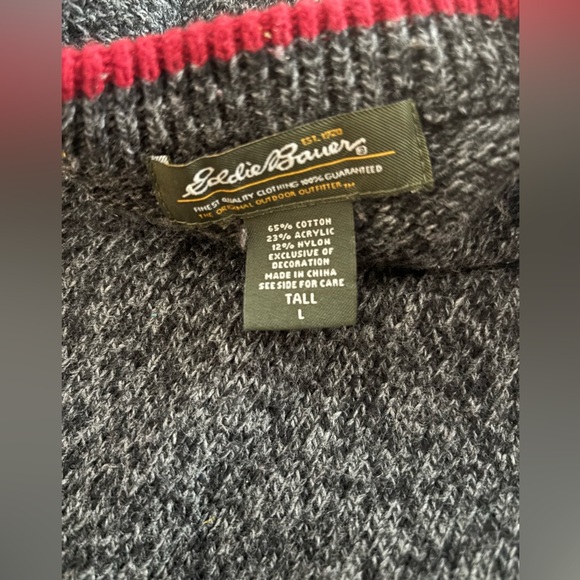 Eddie Bauer Sweater Men’s Tall Large Nordic Forest Granola Indie Grunge Ski - Picture 3 of 6